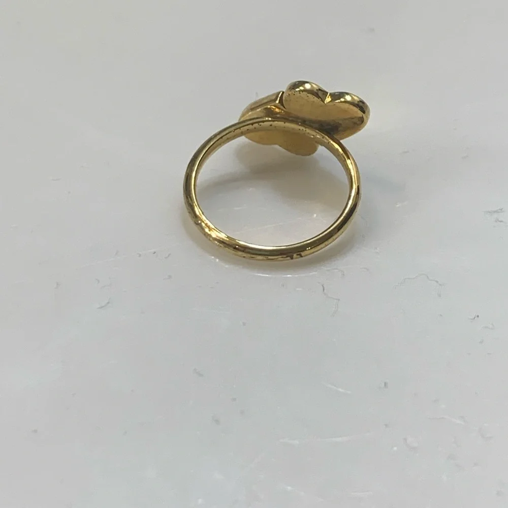 ✨2X HP✨ 🦋 3/$9 Ann Taylor crystal double hearts gold ring size 7 - Picture 4 of 4